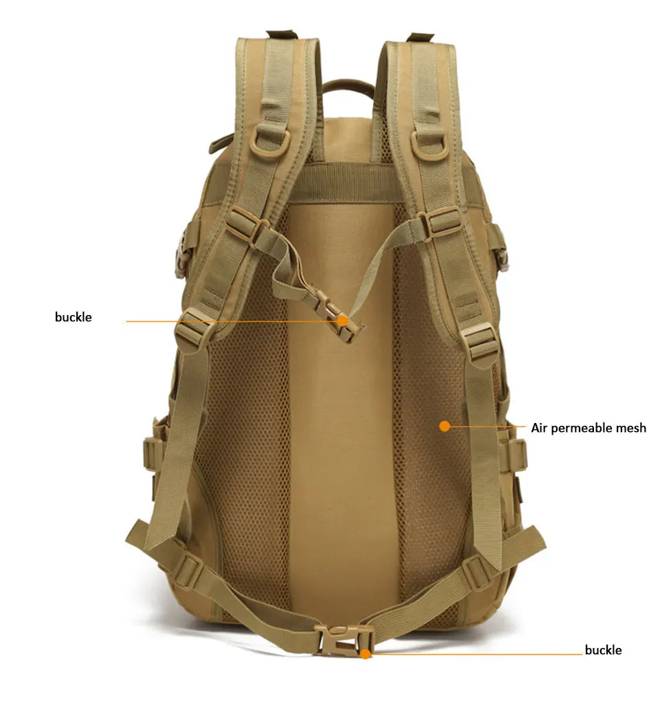 40L Camping Backpack Men's Bag Travel Riding Bags Knapsack Climbing Rucksack Hiking Outdoor Reflective Shoulder Fishing Bag