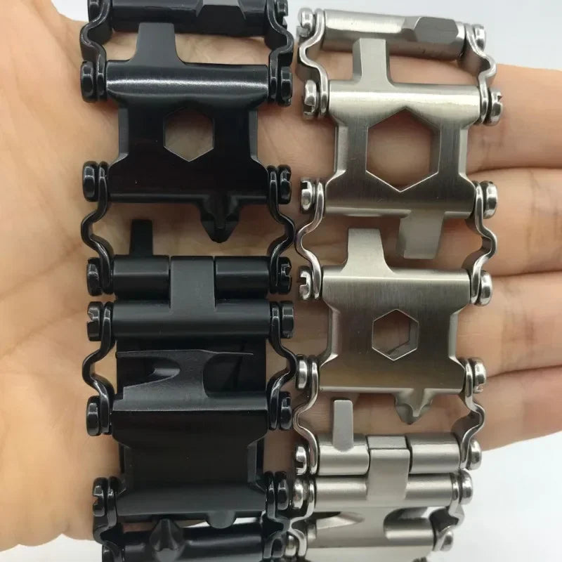 Survival Multitools Silver Bracelet Stainless Steel Bracelet Outdoor Multitools Trend Bracelet Bracelet For Camping Travel