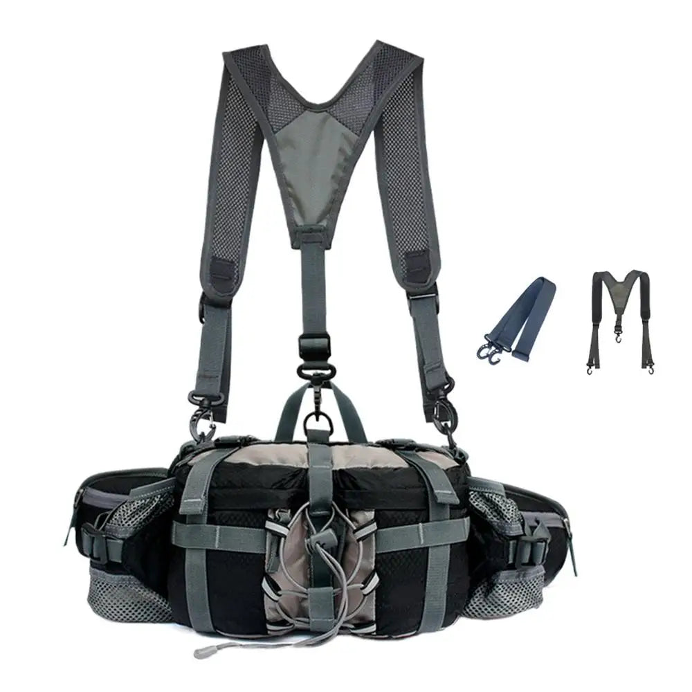Hiking Waist Bag With 2 Water Bottle Holders Outdoor Waist Pack Waterproof Cycling Backpack Adjustable Strap Sport Storage Bag
