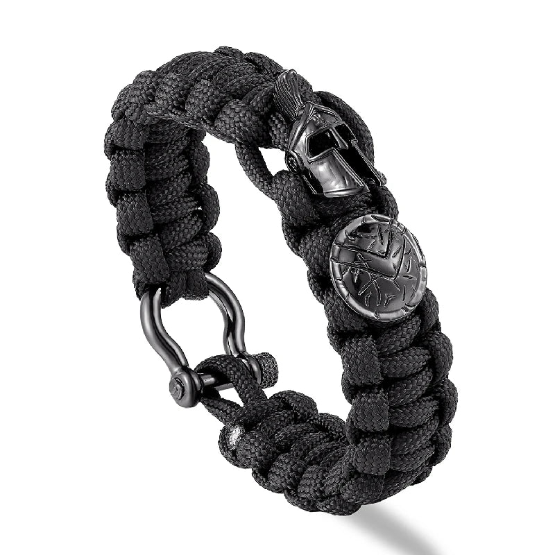 Nordic Outdoor Spartan Warrior Helmet Lanyard Bracelets Men Antique Vikings Accessories Survival Paracord Bangles homme Handmade