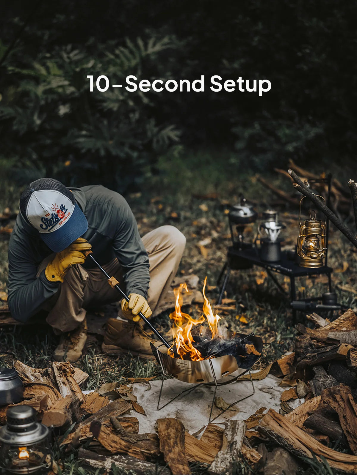 ThousWinds Hanablaze Ultralight Outdoor Foldable Stove Camping Quick-install Wood Stove Fire Pit for Trekking Heating Cooking