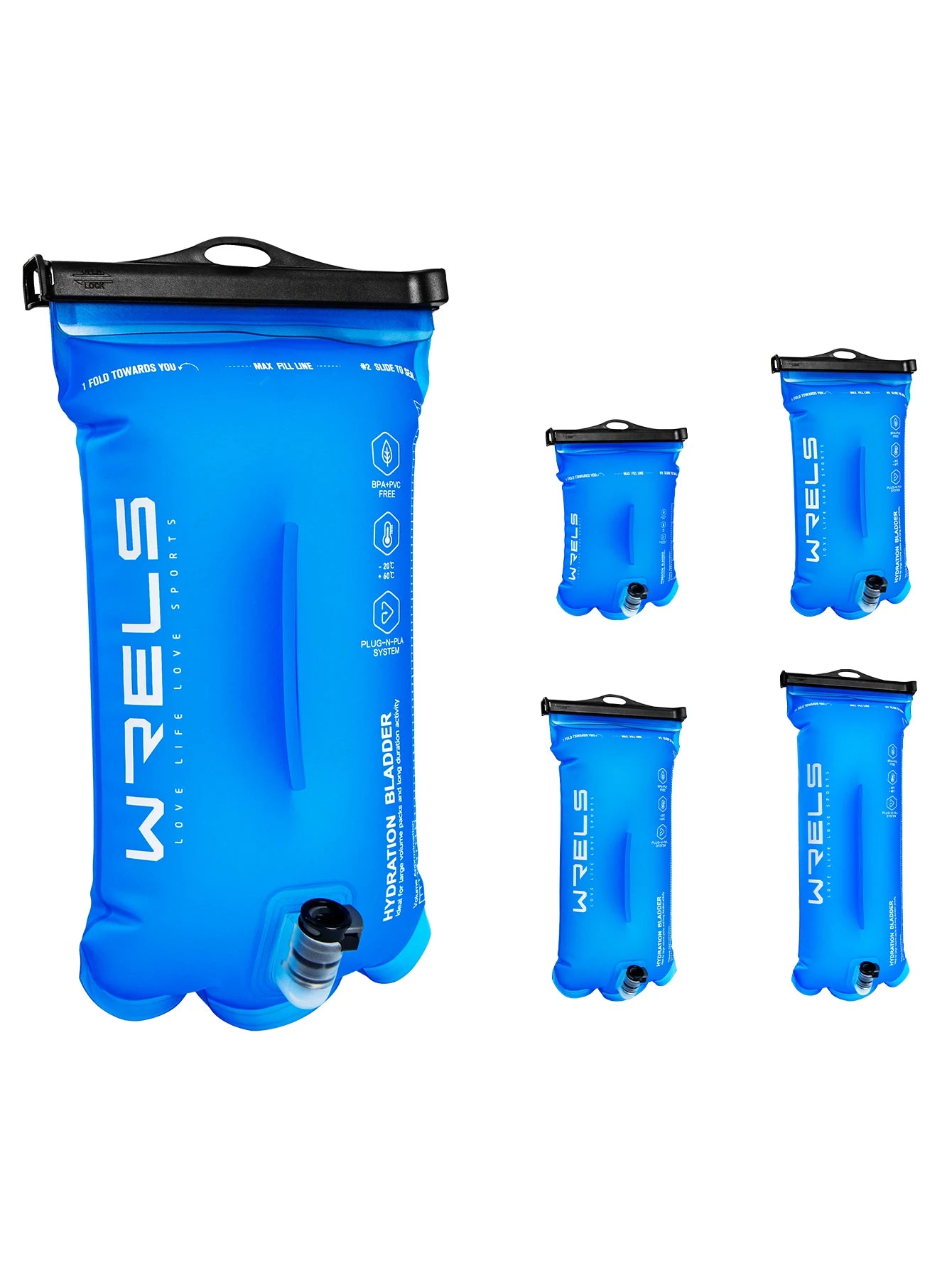 WRELS Sports Water Bladder Hydration Pack Storage Bag BPA Free Portable Food Grade Outdoor Drinking Camping Water Bag