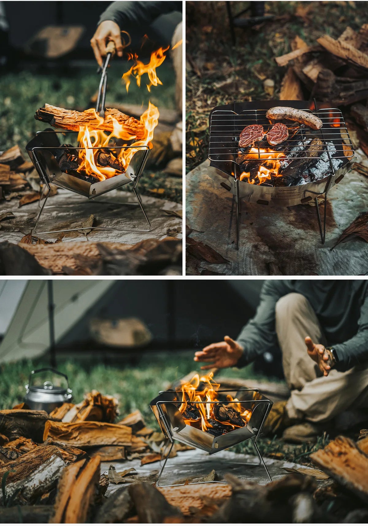 ThousWinds Hanablaze Ultralight Outdoor Foldable Stove Camping Quick-install Wood Stove Fire Pit for Trekking Heating Cooking
