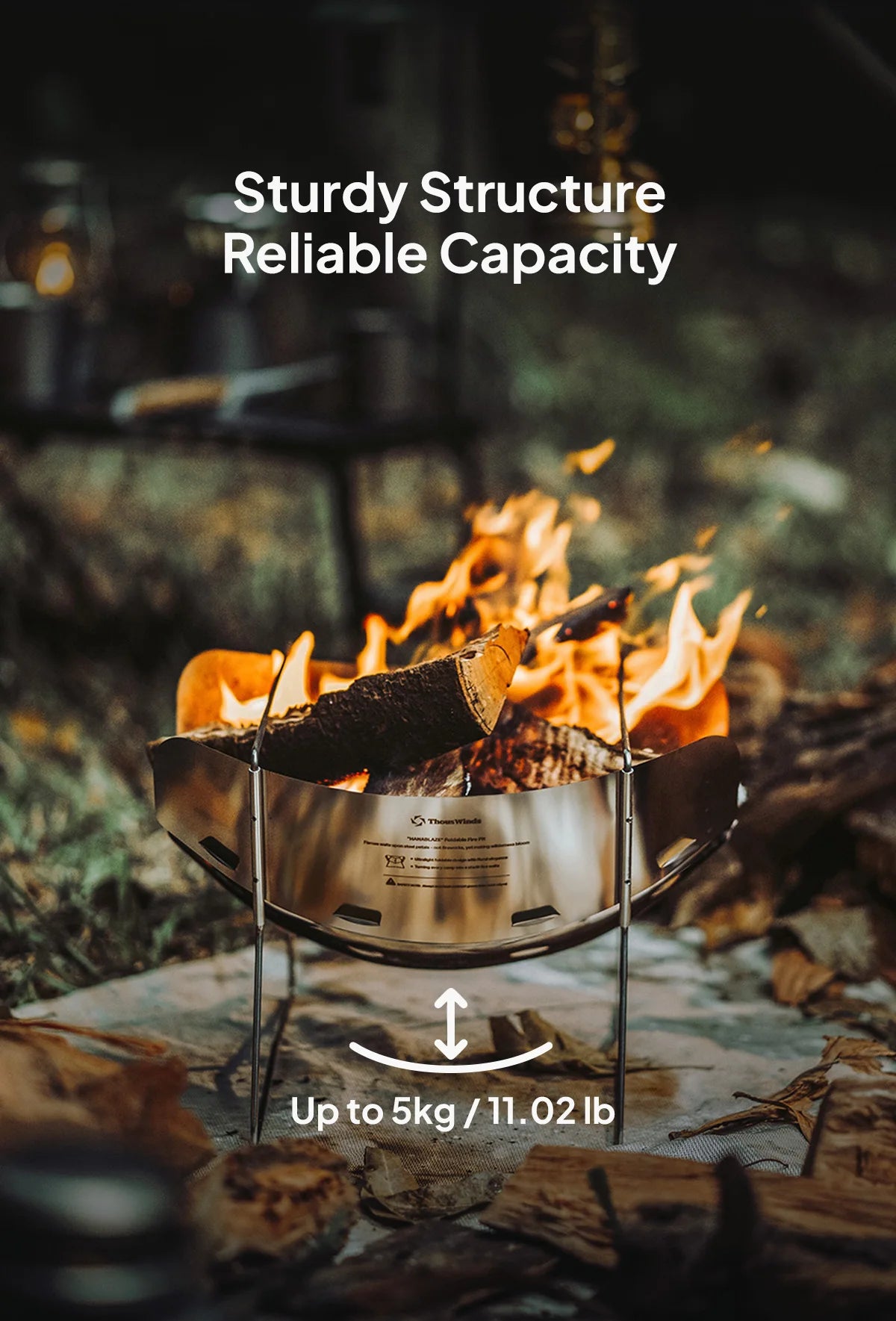 ThousWinds Hanablaze Ultralight Outdoor Foldable Stove Camping Quick-install Wood Stove Fire Pit for Trekking Heating Cooking