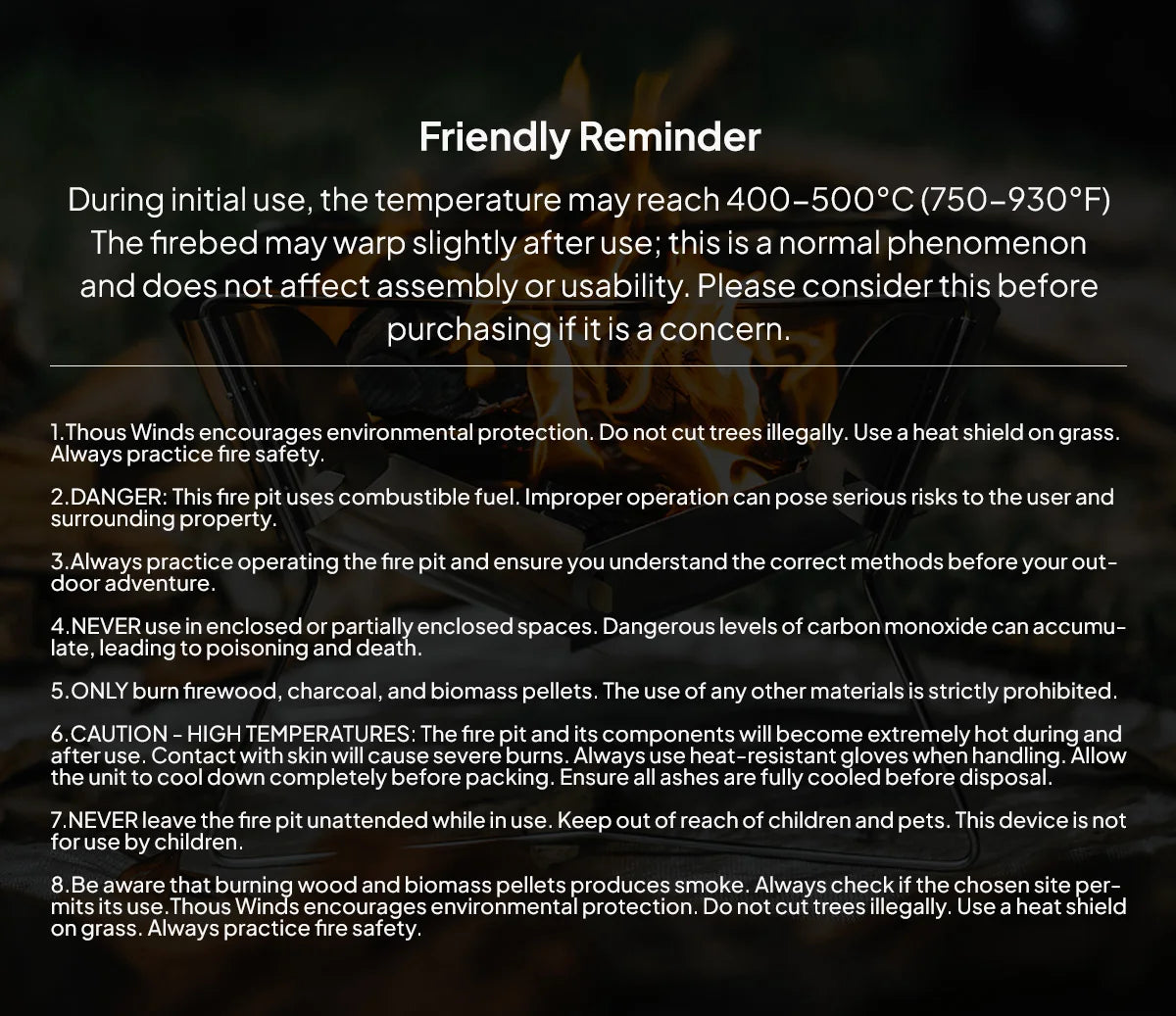 ThousWinds Hanablaze Ultralight Outdoor Foldable Stove Camping Quick-install Wood Stove Fire Pit for Trekking Heating Cooking