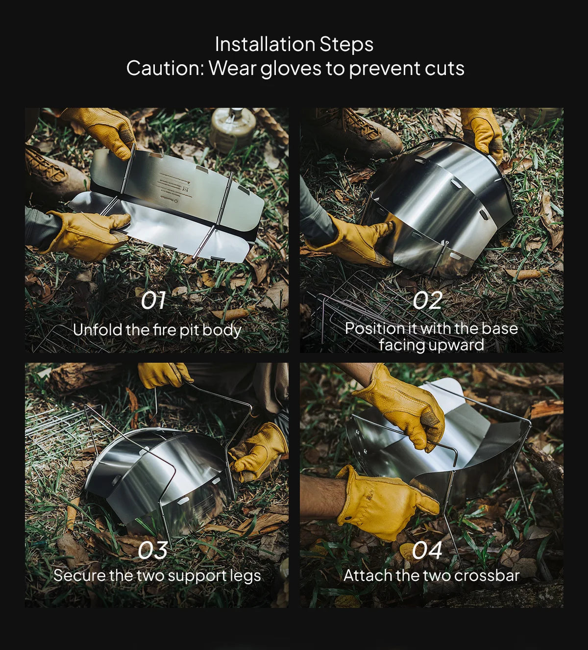 ThousWinds Hanablaze Ultralight Outdoor Foldable Stove Camping Quick-install Wood Stove Fire Pit for Trekking Heating Cooking