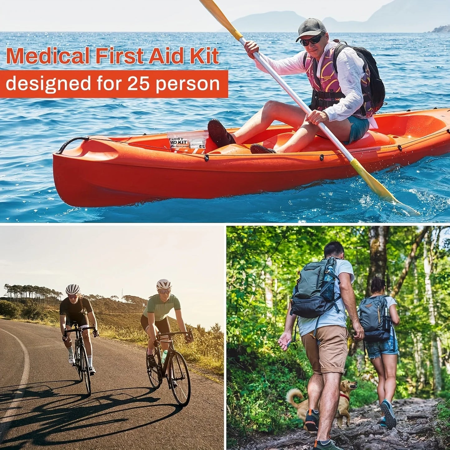 174 Piece First Aid Kit Refill Kit, Emergency Backup, Professional Medical Supplies for Outdoor Camping, Hiking and Emergencies