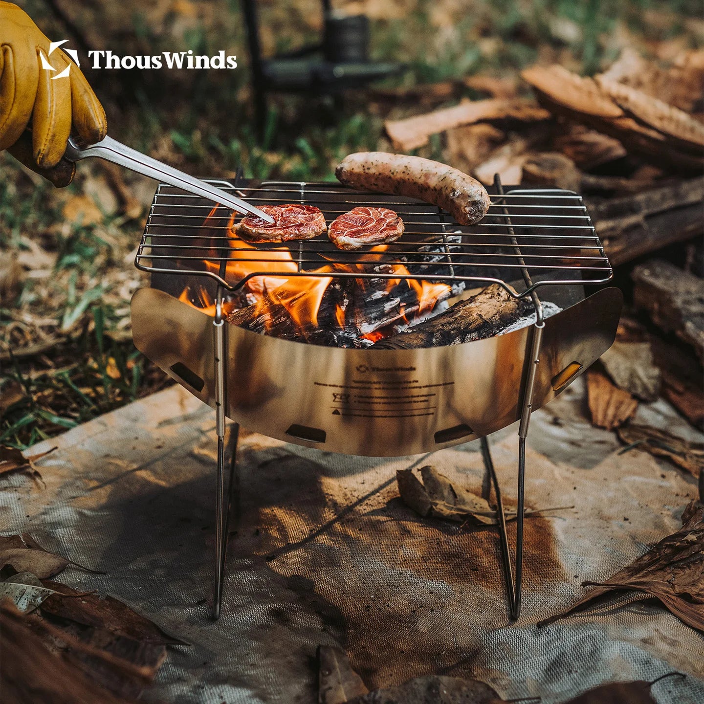 ThousWinds Hanablaze Ultralight Outdoor Foldable Stove Camping Quick-install Wood Stove Fire Pit for Trekking Heating Cooking