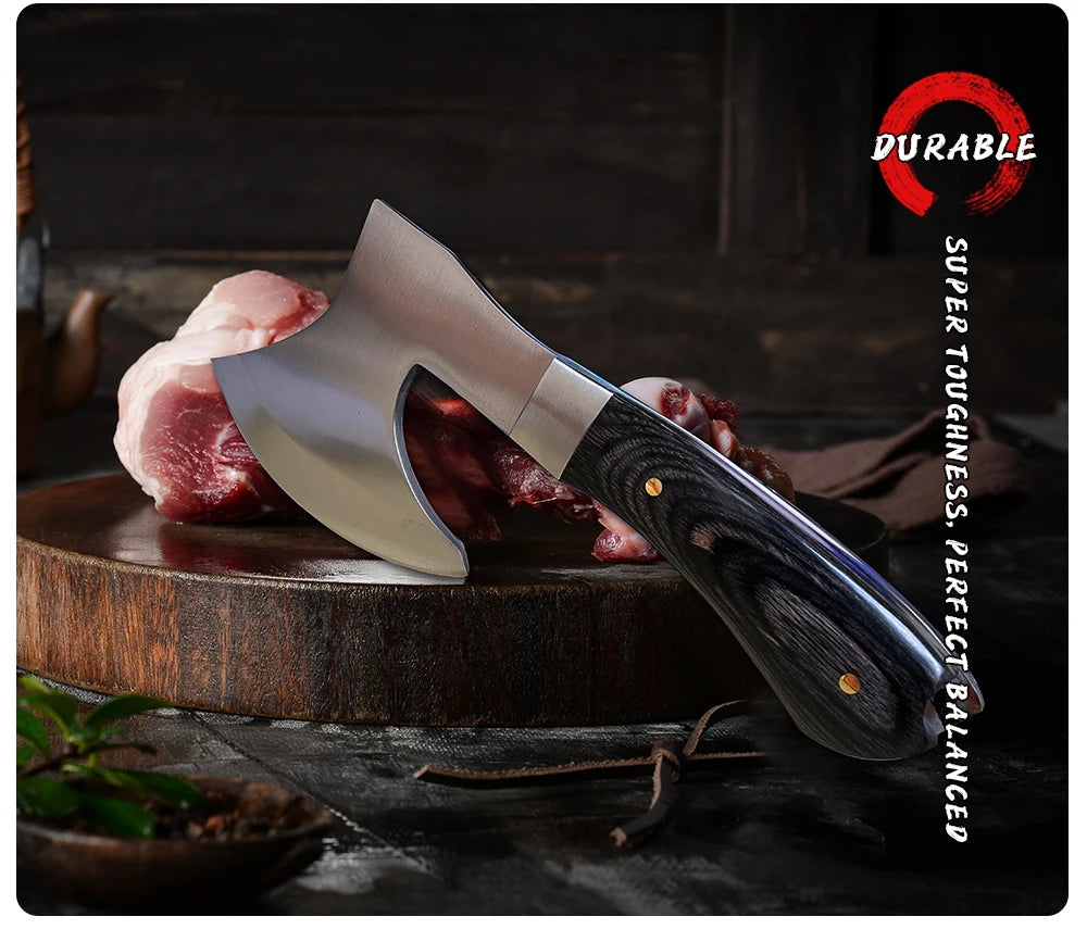 Survival Hunting Tomahawk Axes Hatchet Camping Hand Fire Stainless Steel Axe Boning Knife for Chopping Meat Bones GRANDSHARP