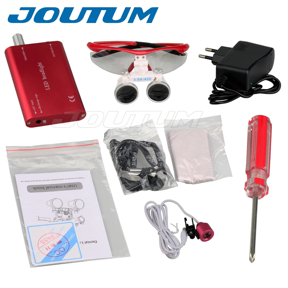 3.5X/2.5X Magnification Binocular Dental Loupe Surgery Surgical Magnifier with Headlight LED Light Medical Operation Loupe Lamp