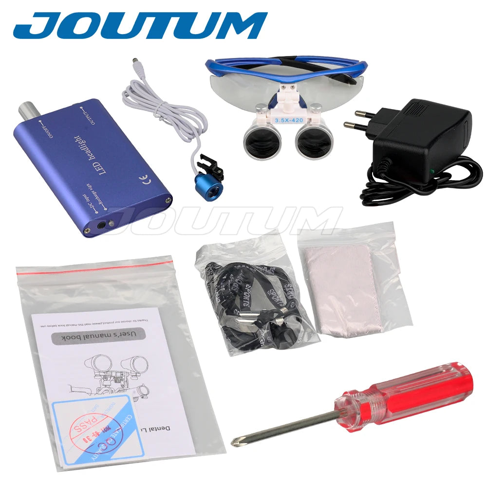 3.5X/2.5X Magnification Binocular Dental Loupe Surgery Surgical Magnifier with Headlight LED Light Medical Operation Loupe Lamp