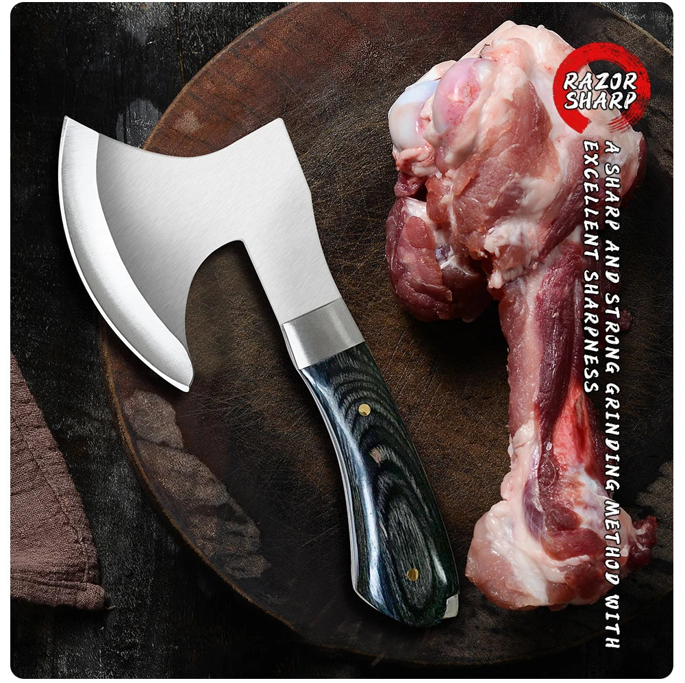 Survival Hunting Tomahawk Axes Hatchet Camping Hand Fire Stainless Steel Axe Boning Knife for Chopping Meat Bones GRANDSHARP