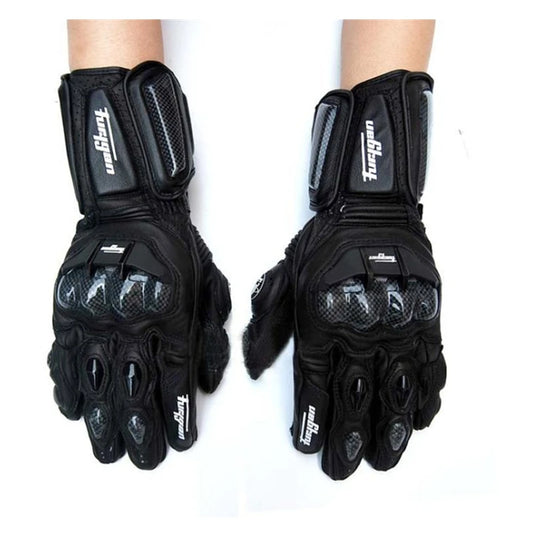 Men's Genuine Leather Motorcycle Gloves Carbon Fiber Safety Defense Motocross Gloves Touch-screen Outdoor Driving Guantes Moto