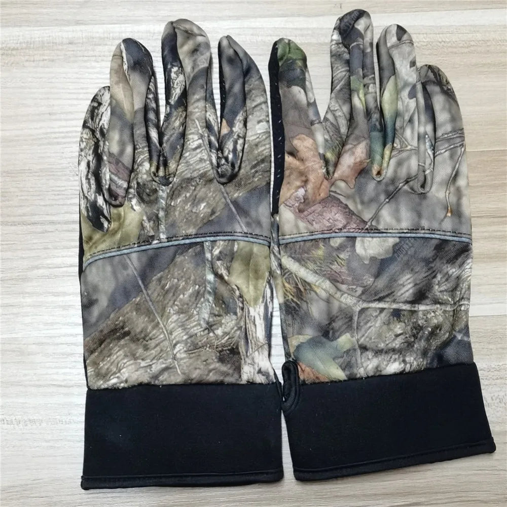Autumn Winter Tree Bionic Camouflage Hunting Fishing Gloves Two Fingers Off Anti-Slip Riding Gloves Unisex Camo Full Mitten