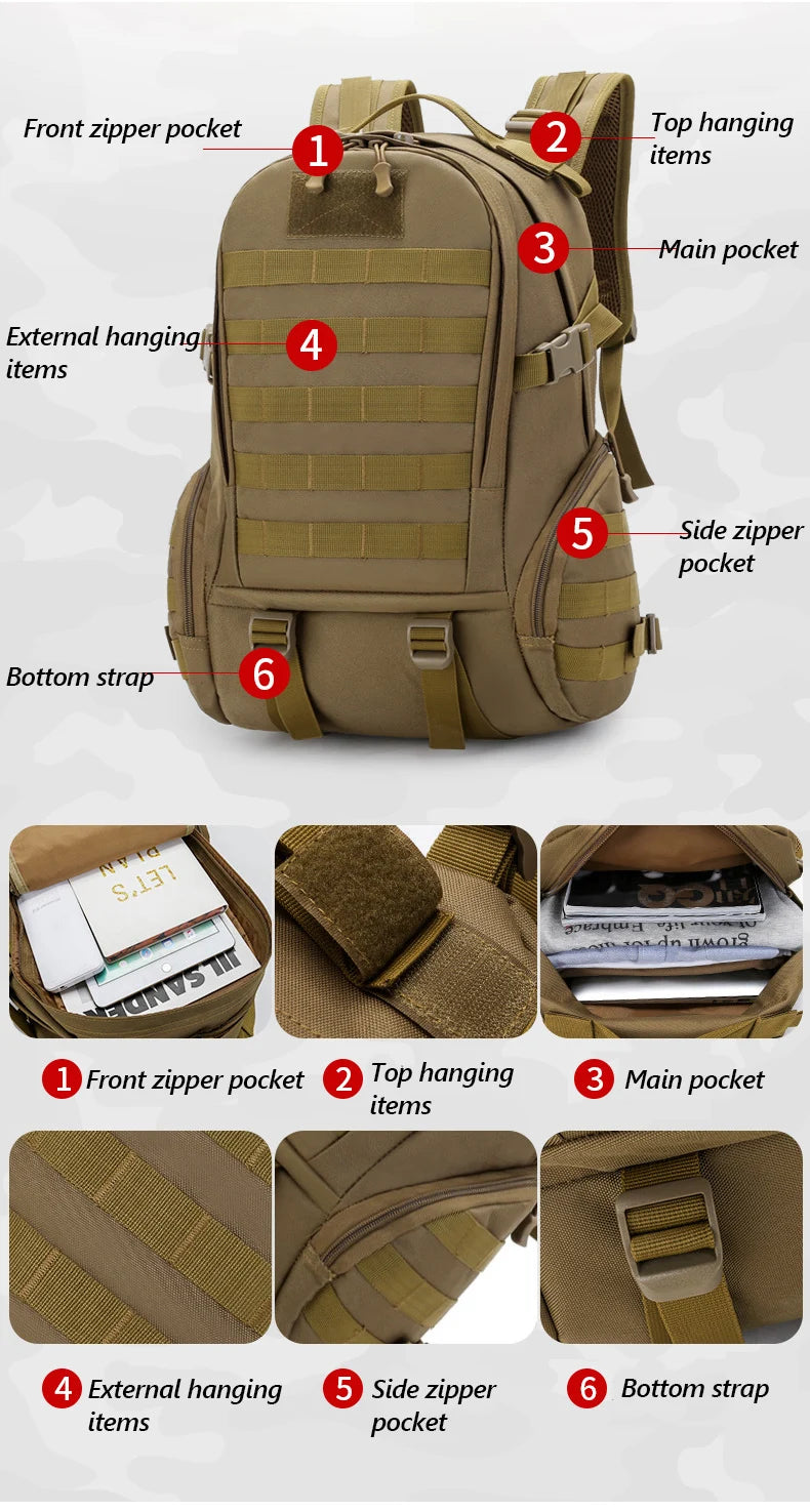 Large Capacity Climbing Backpack Camouflage Tactical Bag Outdoor Sport Hiking Travel Camping Bag Trip Camping Backpack X450A