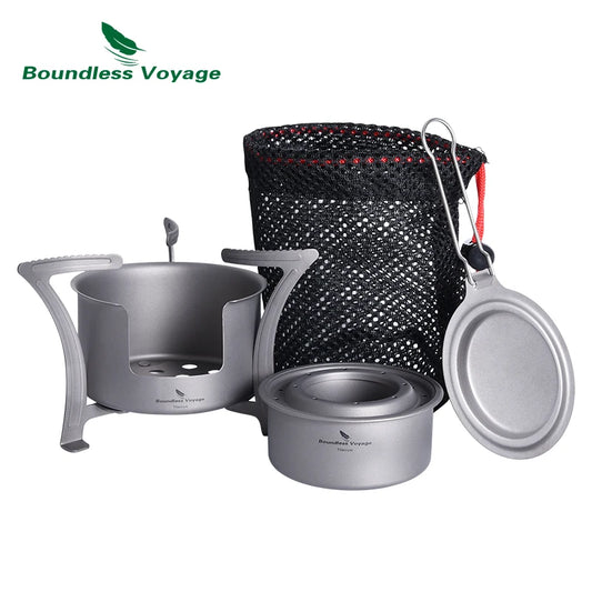 Boundless Voyage Ultralight Titanium Wood Burning Stove Camping Alcohol Stove Outdoor Multi-Fuels Mini Stove Small Stove