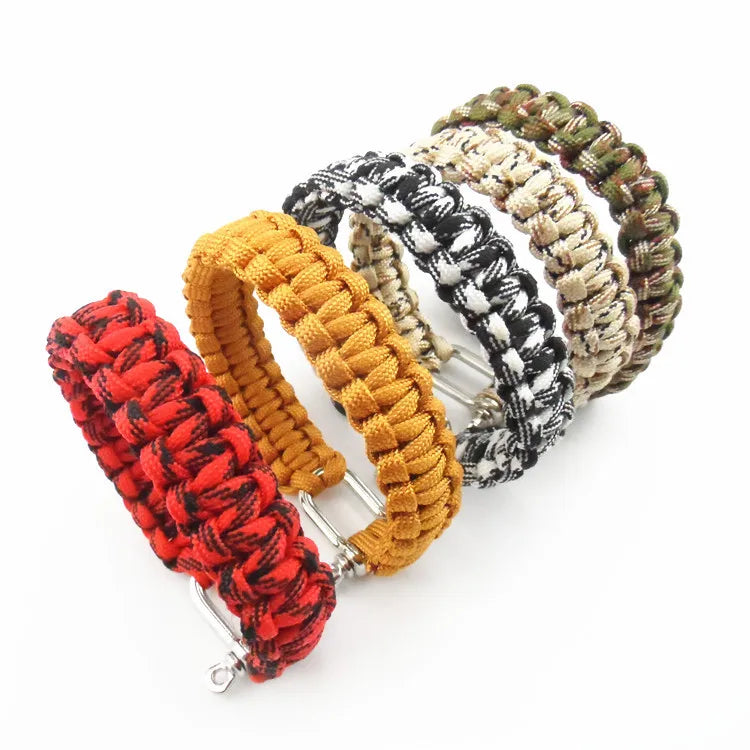 New 2016 Outdoor Survival Bracelet Men Self-rescue Shackle Pin Woven ParaCord Rope Emergency Kit