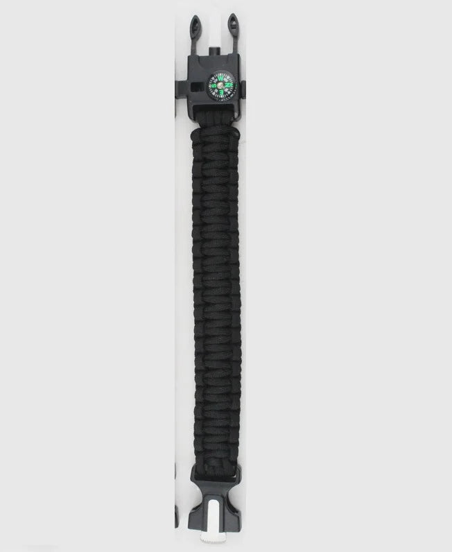 4 in 1 Emergency Survival Bracelet For Men Outdoor Rescue Parachute Cord Wristband Whistle Compass Paracord NO Flintstones