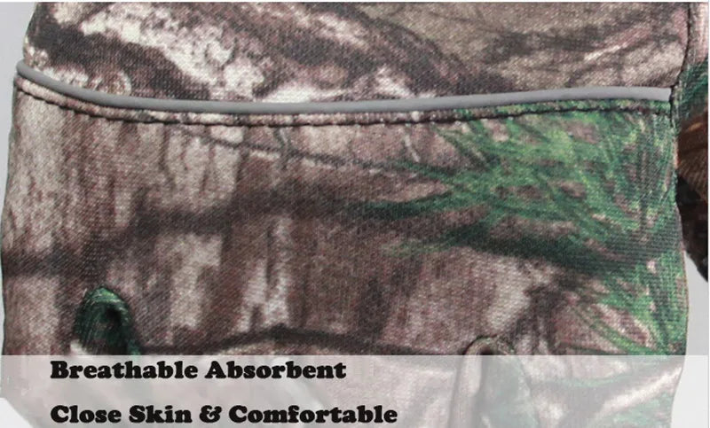 Autumn Winter Tree Bionic Camouflage Hunting Fishing Gloves Two Fingers Off Anti-Slip Riding Gloves Unisex Camo Full Mitten
