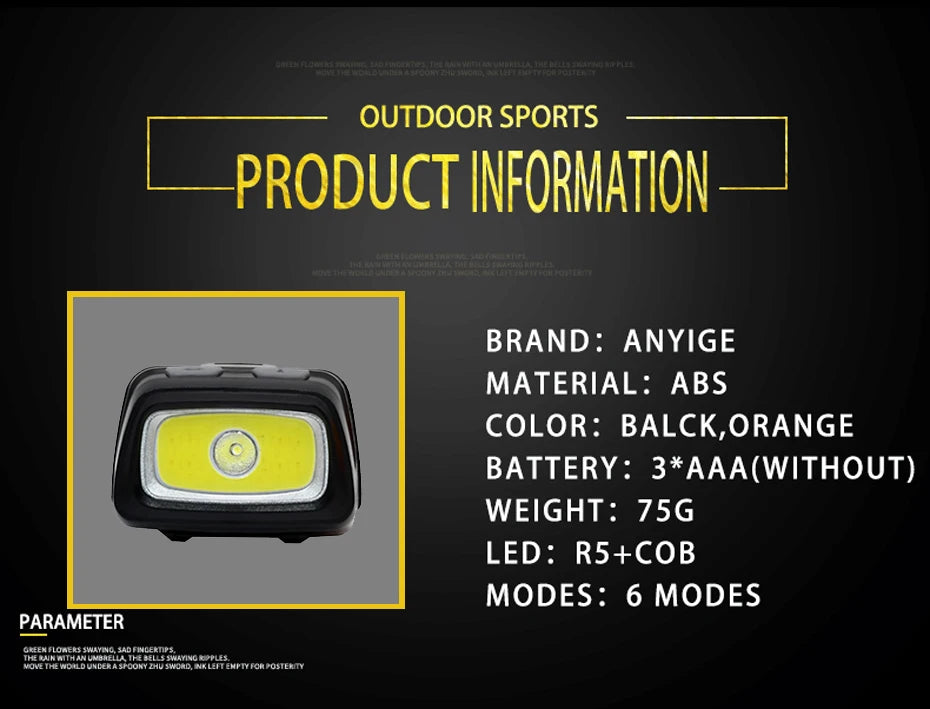 SOLOLANDOR Mini Headlamp 200LM LED Waterproof IPX4 AAA Headlight Red Green 6 Modes Strobe Head Lamp Light Flash Light Torch