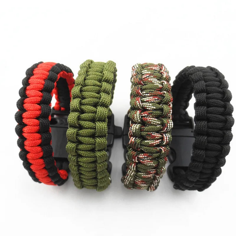Camping Hiking Survival Parachute Cord Bracelet For Men Rope With Whistle Buckle Emergency Kit Wristbands Men Jewelry 2022