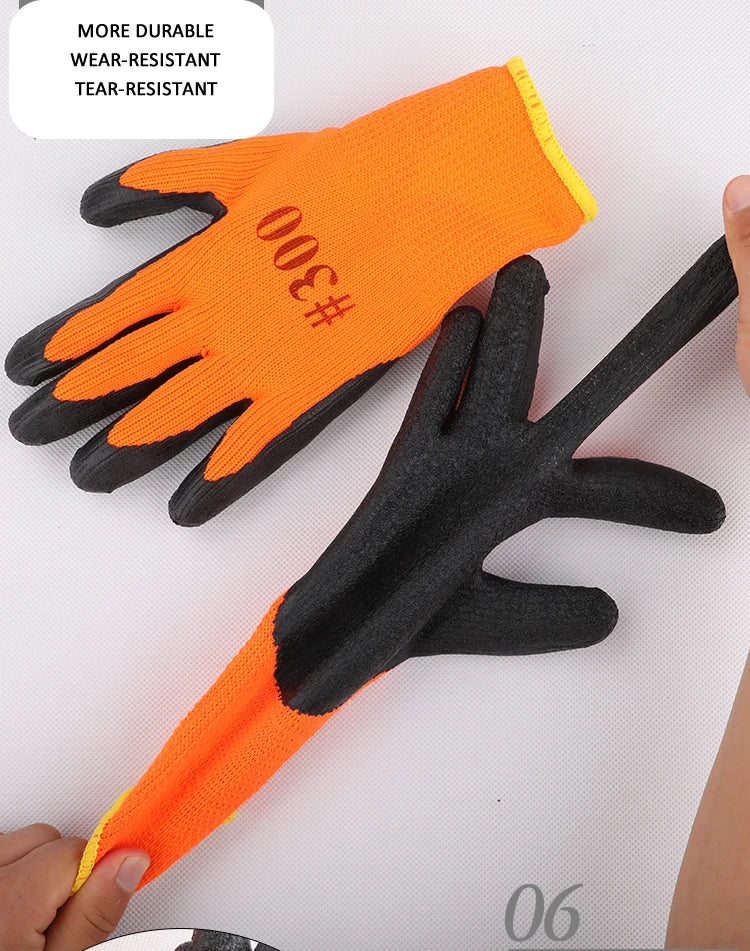 1Pair Winter Waterproof Work Safety Thermal Gloves Anti-Slip Grip Rubber Garden Gloves For Worker Builder Hands Protection