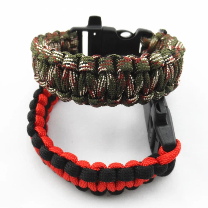 Camping Hiking Survival Parachute Cord Bracelet For Men Rope With Whistle Buckle Emergency Kit Wristbands Men Jewelry 2022