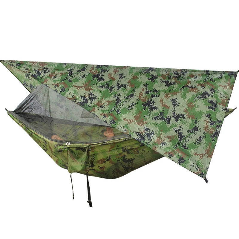 Lightweight Portable Camping Hammock and Tent Awning Rain Fly Tarp Waterproof Mosquito Net Hammock Canopy 210T Nylon Hammocks