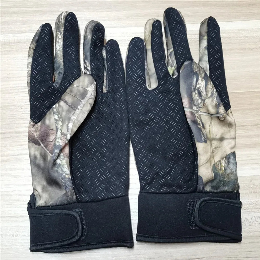 Autumn Winter Tree Bionic Camouflage Hunting Fishing Gloves Two Fingers Off Anti-Slip Riding Gloves Unisex Camo Full Mitten