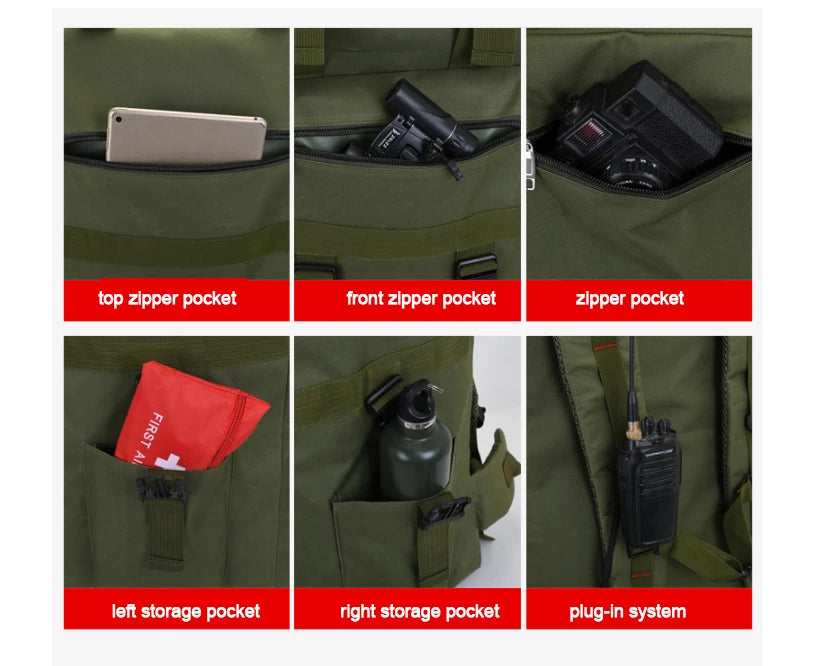 120L Men Hiking Bag Camping Backpack Large Outdoor Climbing Trekking Travel Tactical Bags Luggage Bag Shoulder