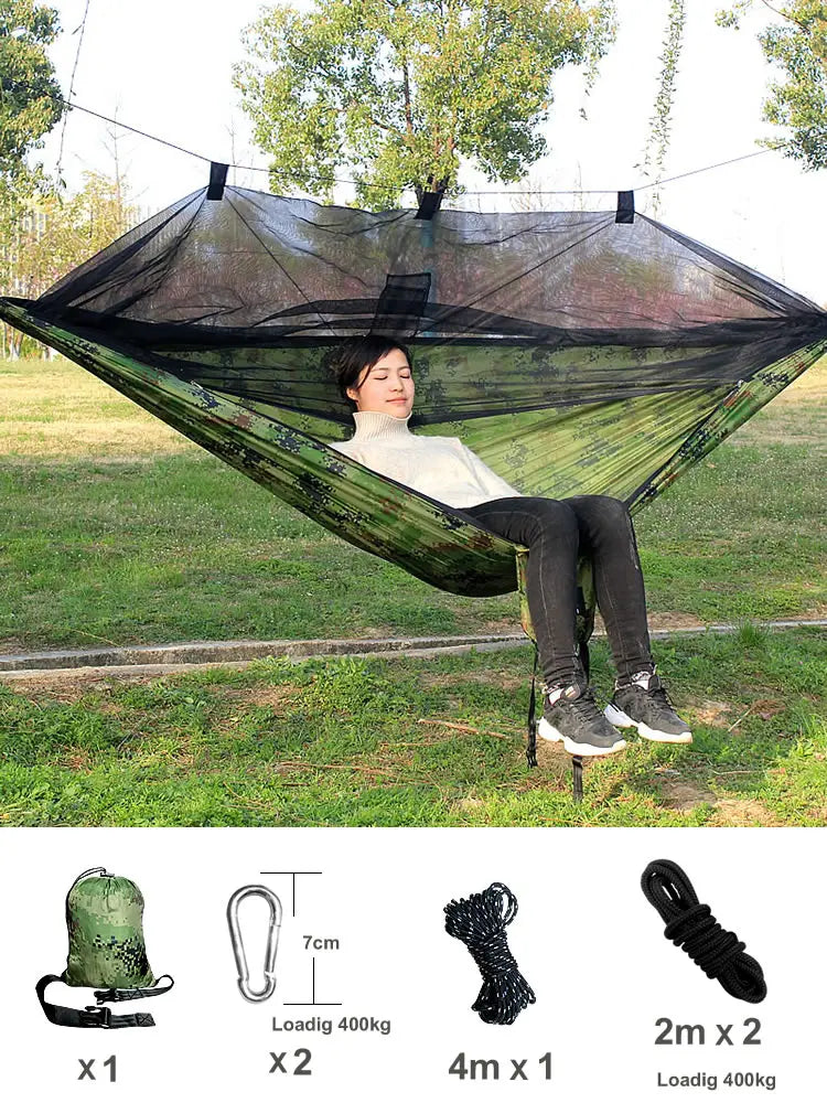 Lightweight Portable Camping Hammock and Tent Awning Rain Fly Tarp Waterproof Mosquito Net Hammock Canopy 210T Nylon Hammocks