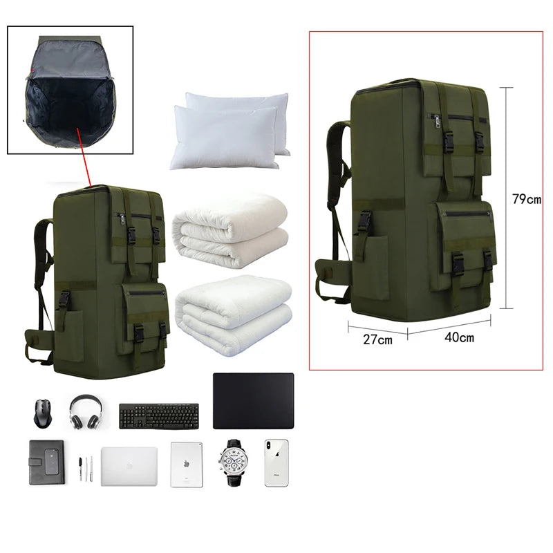 120L Men Hiking Bag Camping Backpack Large Outdoor Climbing Trekking Travel Tactical Bags Luggage Bag Shoulder
