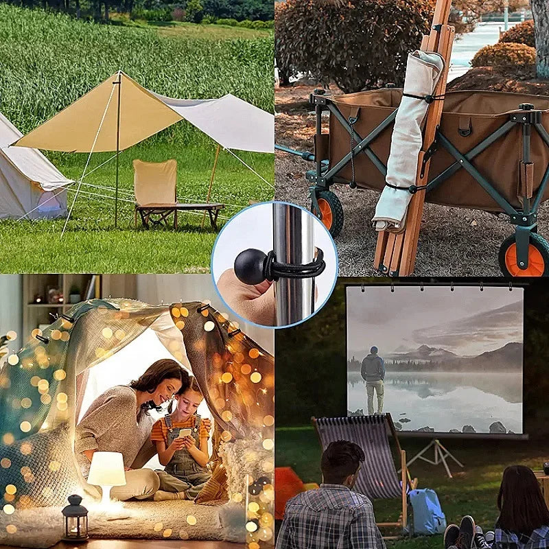 Bungee Ball Tarps Canvas Tarpaulin Flagpole Ties Elastic Rope Lace Fixed Boat Pole Camping Tent Accessories 4pcs