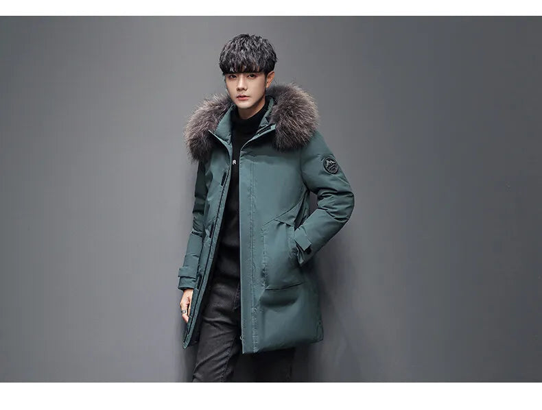 Outdoor Hiking Camping in Winter Windproof Warm Casual Fur Collar Feather Jacket Comfortable Versatile Warm Down Jacket