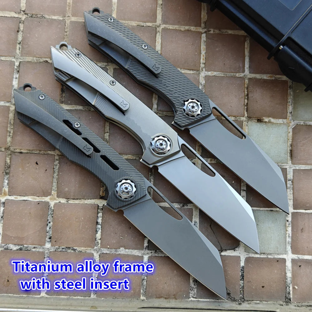 New Neutralizer JUFULE Made Titanium Handle Ceramic Bearing Pocket EDC Tool Kitchenware Hunt Camping 154CM Outdoor Folding Knife