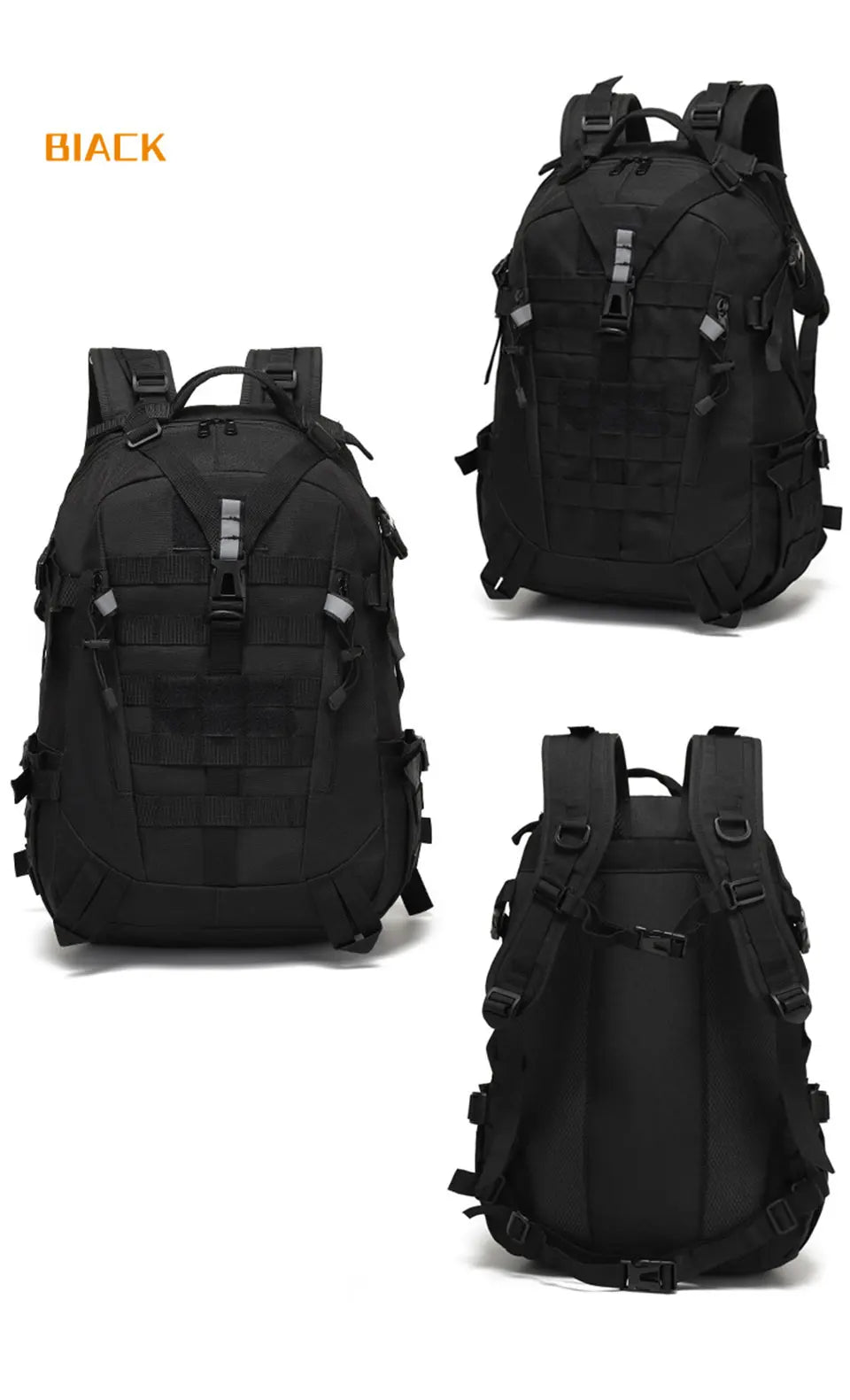 40L Camping Backpack Men's Bag Travel Riding Bags Knapsack Climbing Rucksack Hiking Outdoor Reflective Shoulder Fishing Bag