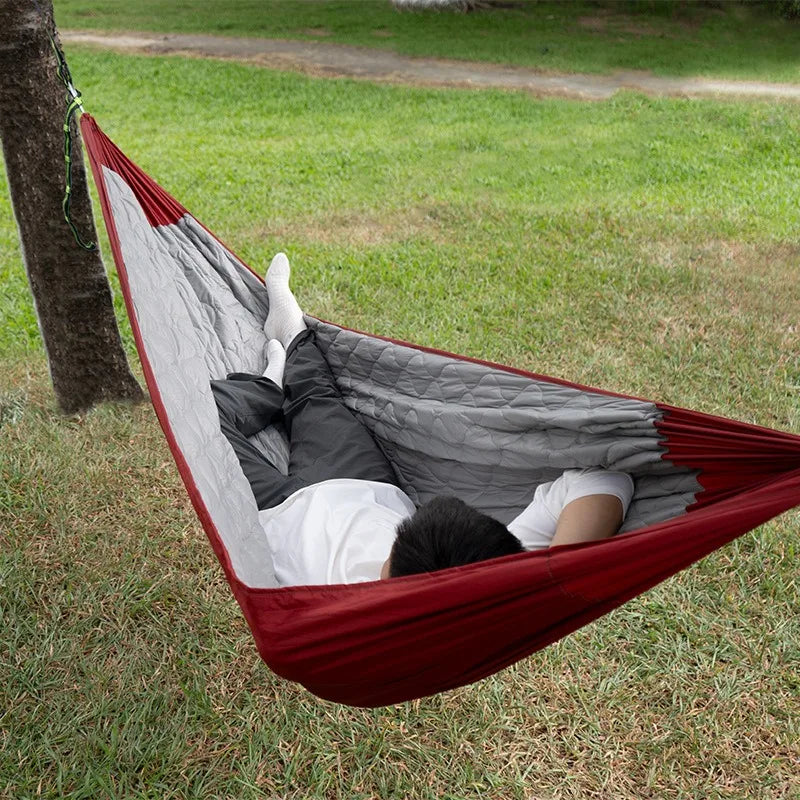 Outdoor Hammock with Sleeping Bag, Warm Comfortable Anti-Roll Design, Heavy Duty Windproof Cold Proof Camping Bed