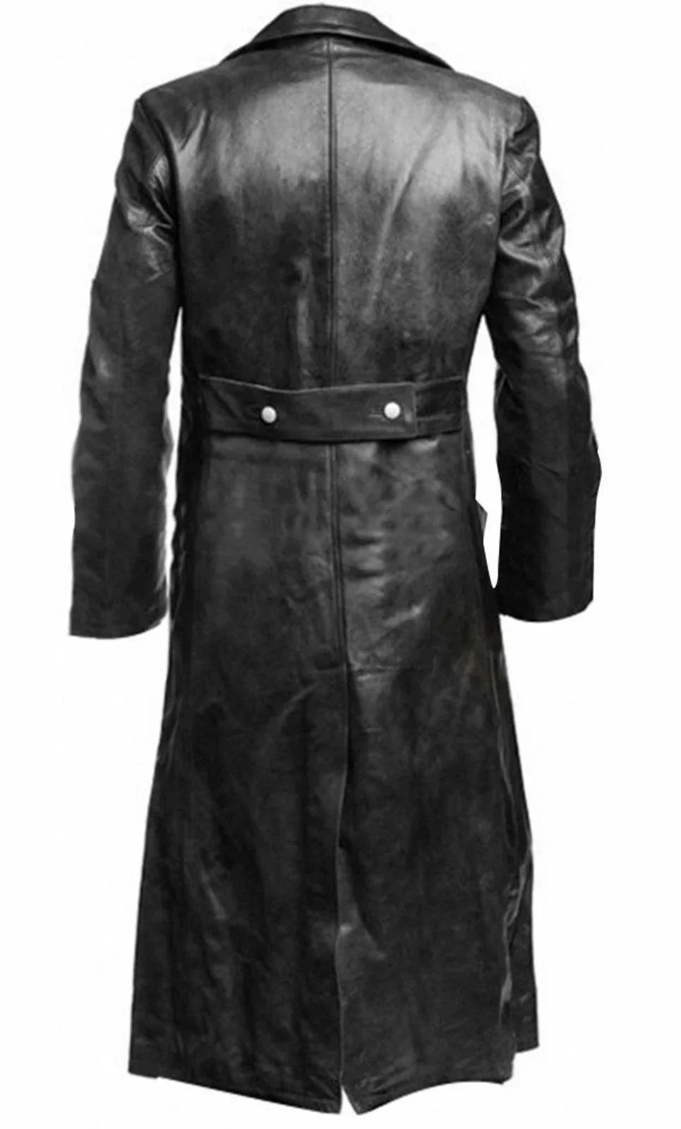 1MEN'S GERMAN CLASSIC WW2 MILITARY UNIFORM OFFICER BLACK REAL LEATHER TRENCH COAT