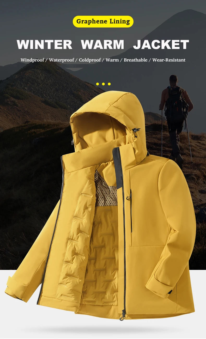 EUMERGX Men's Women's Winter Coat Waterproof Windproof Warm Fleece Jacket Unisex Hiking Camping Skiing Climbing Windbreaker