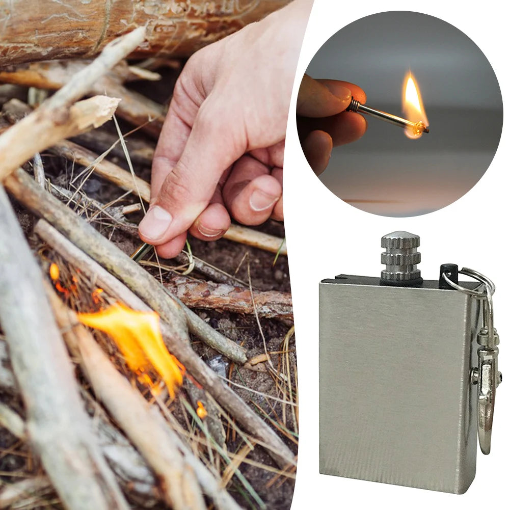 Metal Keychain Lighter Portable Flints Metal Match Waterproof Keychain Permanent Match Emergency Survival Camping Fire Starters