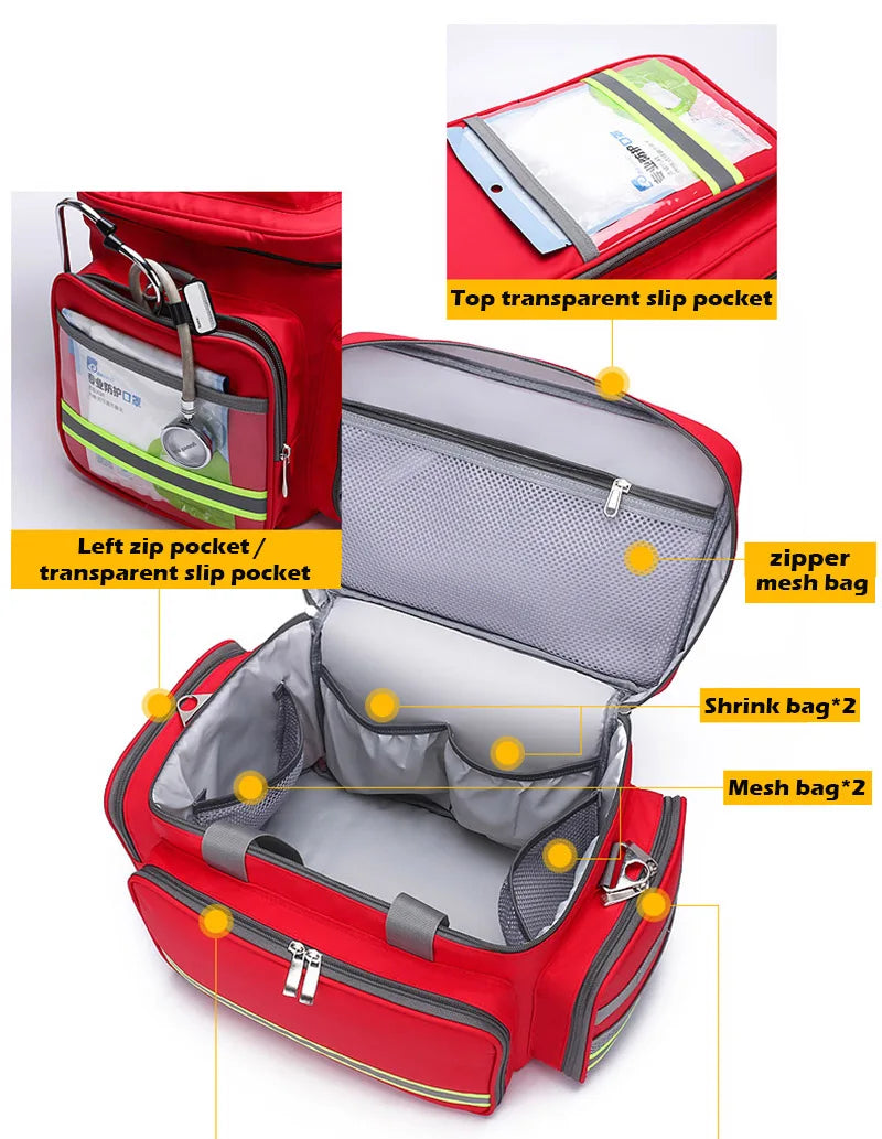 First Aid Medical Bag Outdoor Emergency Rescue Large Capacity Bag Empty Waterproof Reflective Oxford Multi-pocket Travel Bags