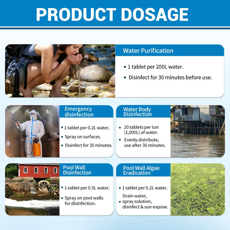 1 Box Water Purification Tablets, 25 Tablets Per Box Individual Packaged, Suitable for Outdoor Water Flow River Cleaning Purify