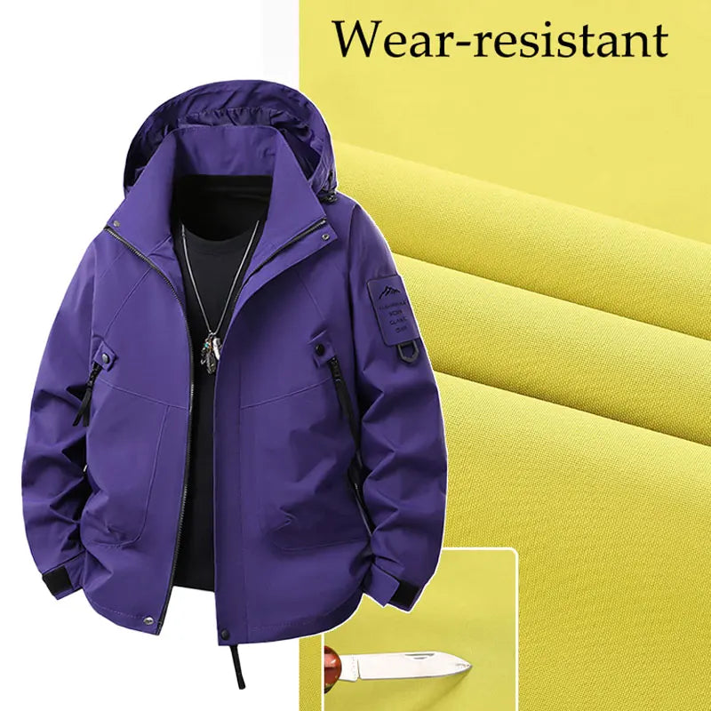 Unisex Hiking Jacket Men Outdoor Waterproof Climbing Fishing Hooded Jacket Autumn Spring Women Windproof Detachable Camping Coat