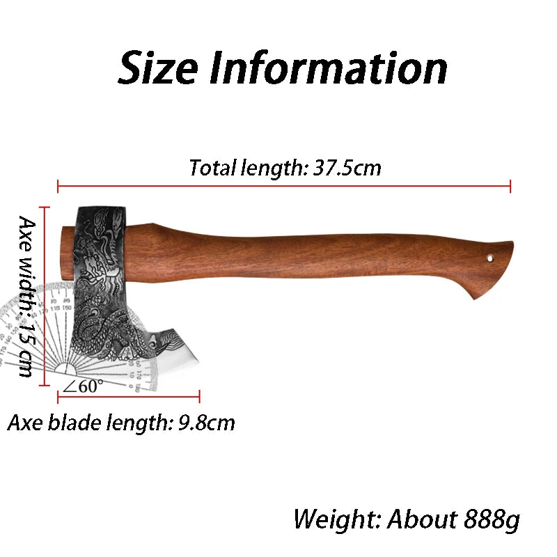 Outdoor Cut Firewood Axe Camping Survival Axes Tactical Self-defense Hand Axe Multipurpose Wooden Handled Axes with Cover