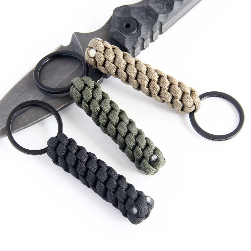 Paracord Keychain Outdoor Tactical Braided Rope Survival Tools Key Ring Nylon Knot Pendant Accessories For Camping Hiking