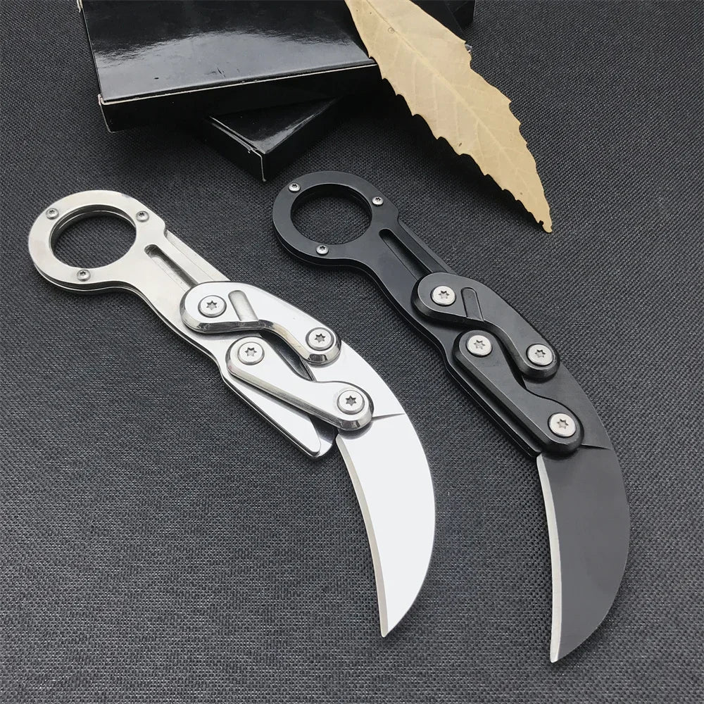 All-steel Claw Mechanical Knives Tactical Multifunction Outdoor Self Defense EDC Tool Gadget Gift for Men, Black/Silver