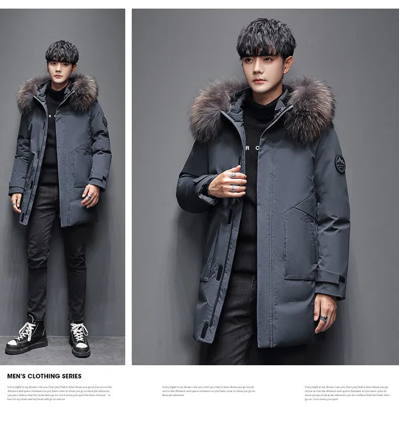 Outdoor Hiking Camping in Winter Windproof Warm Casual Fur Collar Feather Jacket Comfortable Versatile Warm Down Jacket