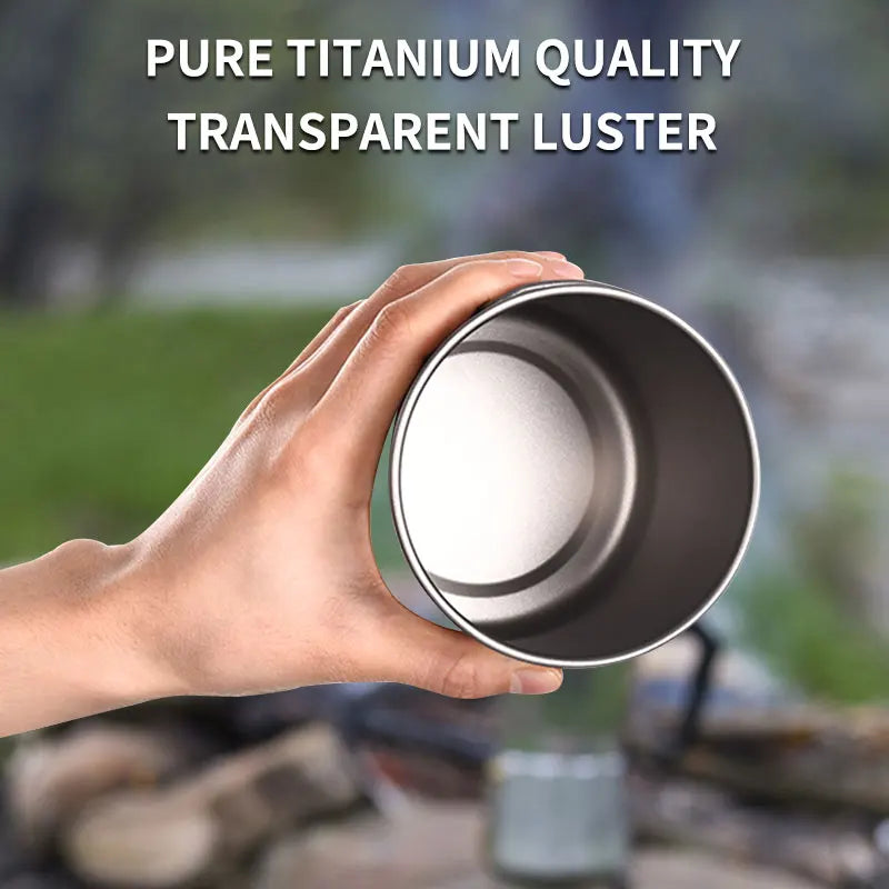PACOONE Camping Mug Titanium Cup Tourist Tableware Picnic Utensils Outdoor Kitchen Equipment Travel Cooking Set Cookware Hiking