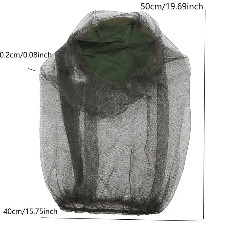 Mosquito Head Net Mesh, Bug Netting Hat Hood Against Fly Midge Gnat Insect Shield Protection Face Mask for Night Fishing