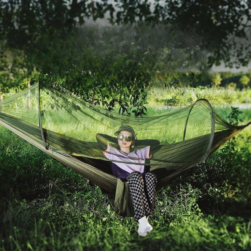 Camping Hammock Fully Automatic Quick Opening Mosquito Net Outdoor Camping Tent High Strength Parachute Fabric Hanging Bed Net
